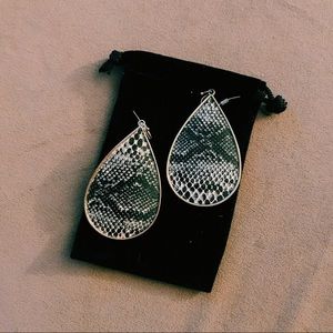 Black and White snakeskin print earrings